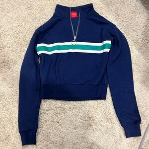 Dickies Cropped Sweater. Size Small. Blue Green and White.